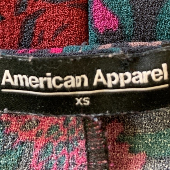 American Apparel USA Gia Mini Dress Knit Floral Roses Sz XS Long Sleeve #256C - Picture 5 of 7